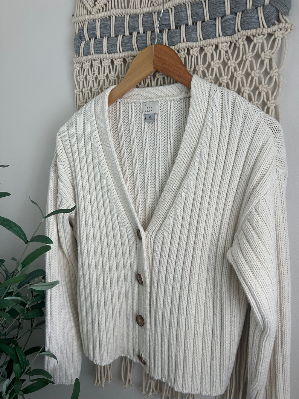 a new day Cream Ribbed Button Down Cardigan - Picture 2 of 5
